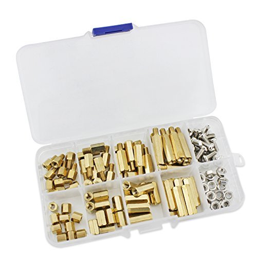 Aussel 120 Piezas M4 Male-Female Brass Spacer Screw Nut Assortment Kit
