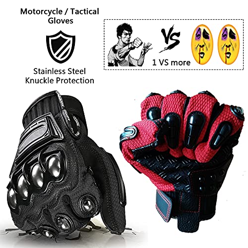 Autodefensa Guantes Moto Verano, Guantes de Boxeo con Puño Americano Acero Real Protector Escudo, Defensa Personal Guantes Bicicleta Montaña para Moto Ciclismo MTB Tacticos Motocross,Negro,XXL