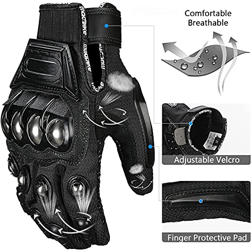 Autodefensa Guantes Moto Verano, Guantes de Boxeo con Puño Americano Acero Real Protector Escudo, Defensa Personal Guantes Bicicleta Montaña para Moto Ciclismo MTB Tacticos Motocross,Negro,XXL