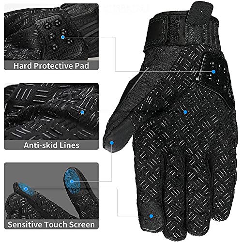 Autodefensa Guantes Moto Verano, Guantes de Boxeo con Puño Americano Acero Real Protector Escudo, Defensa Personal Guantes Bicicleta Montaña para Moto Ciclismo MTB Tacticos Motocross,Negro,XXL