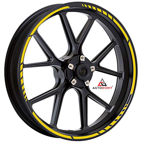 Autodomy Pegatinas Llantas Moto Juego Completo para 2 Llantas de 15" a 19" Pulgadas Diseño Sport (Amarillo)