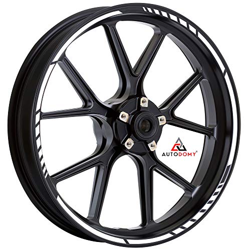 Autodomy Pegatinas Llantas Moto Juego Completo para 2 Llantas de 15" a 19" Pulgadas Diseño Sport (Blanco)