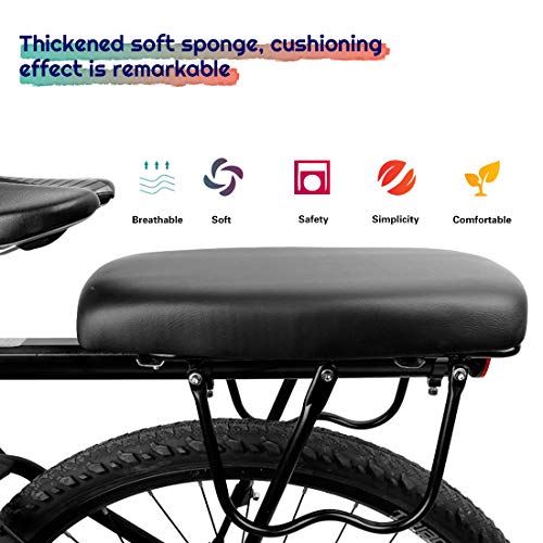 auvstar Cojín de Asiento Trasero para Bicicleta,Asiento Trasero para Bicicleta para Niños,Almohadilla de Espuma Suave de PU,Asiento Trasero de Bicicleta Uso General para Adultos y Niños