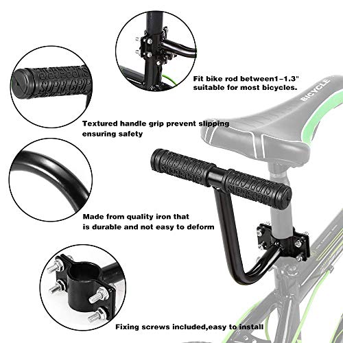 AUVSTAR Cojín para asiento trasero de bicicleta,asiento trasero de bicicleta de montaña,asiento trasero de vehículo eléctrico,cojín para asiento trasero, incluye cojín y reposapiés(Black set)