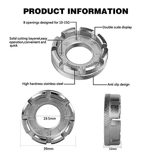 auvstar Llave para Radios de Bicicleta, Universal 6 Tamaños en una Llave para Radios de Bicicleta, Llave de Rueda de 8 vías，Bicicleta Herramienta de Reparación (plateada)