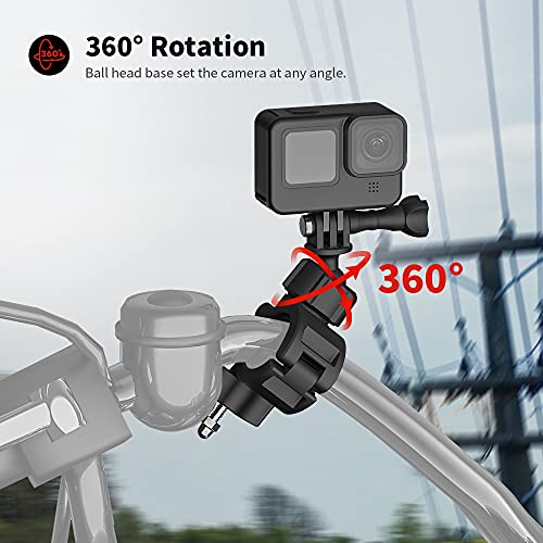 AuyKoo Soporte Monturas Bicicleta/Moto para GoPro, Adaptador de Manillar Motocicleta Bike,Tija y Montaje de Barra Accesorios para GoPro Hero 10 9 8 7 6 5 4 3,SJCAM,Sony,Insta360,dji OSMO,AKASO,Sargo