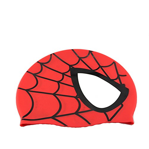 Avril Tian - Gorro de natación de silicona impermeable unisex, diseño de araña, modelo para deportes acuáticos y pelo largo