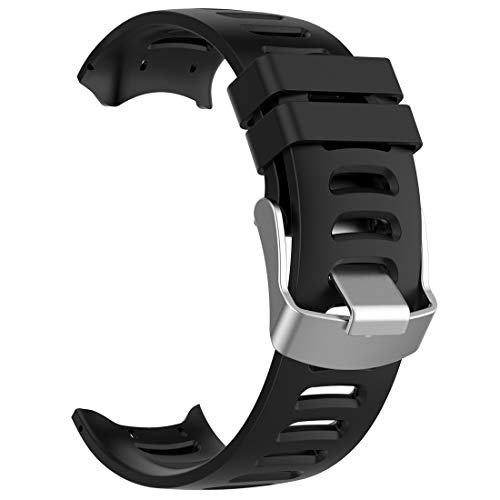 AWADUO - Correa de repuesto para Garmin Forerunner 610, correa de silicona de repuesto para reloj Garmin Forerunner 610 GPS, suave y duradera (silicona negra)