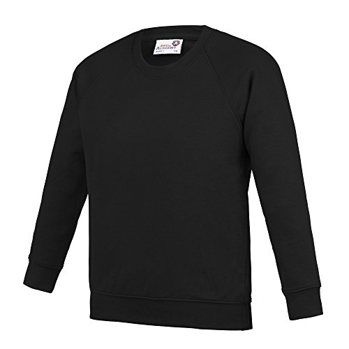 AWDis Academy - Sudadera con cuello redondo ranglán para niños (7-8 Años/Negro)