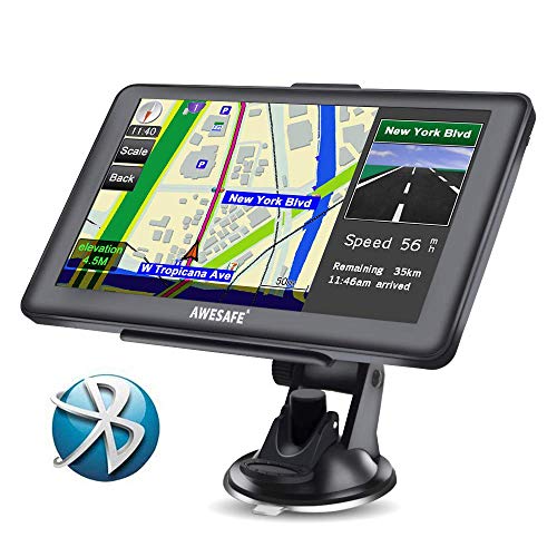 AWESAFE GPS para Coche de 7 Pulgadas Pantalla con Bluetooth
