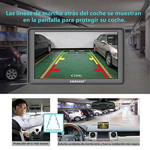 AWESAFE GPS para Coches con 7 Pulgadas Pantalla LCD con Bluetooth y Cámara Trasera, Navegador GPS para Camión con Actualizaciones de Mapas para Toda la Vida