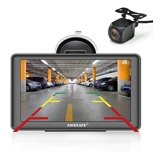 AWESAFE GPS para Coches con 7 Pulgadas Pantalla LCD con Bluetooth y Cámara Trasera, Navegador GPS para Camión con Actualizaciones de Mapas para Toda la Vida