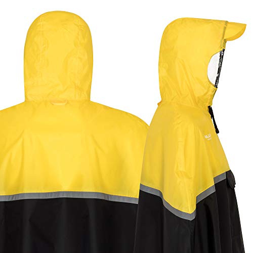 AWHA Poncho de Lluvia Bicicleta - Poncho amarillo Impermeable con Capucha con Lados Transparentes / Banda Reflectante / Chubasquero Hombre y Mujer / Poncho Patinete Scooter