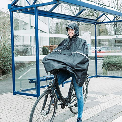 AWHA Poncho de Lluvia Bicicleta - Poncho amarillo Impermeable con Capucha con Lados Transparentes / Banda Reflectante / Chubasquero Hombre y Mujer / Poncho Patinete Scooter