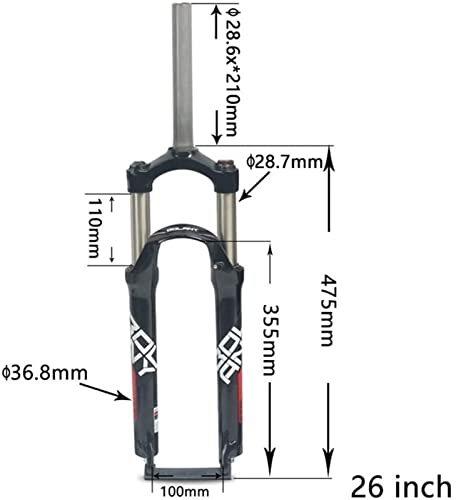 AWJ Horquilla de suspensión neumática MTB, Horquilla de Bicicleta, 26/27,5 / 29er, Horquilla mecánica de aleación de Aluminio MTB, Horquilla de suspensión de amortiguación de Resorte para