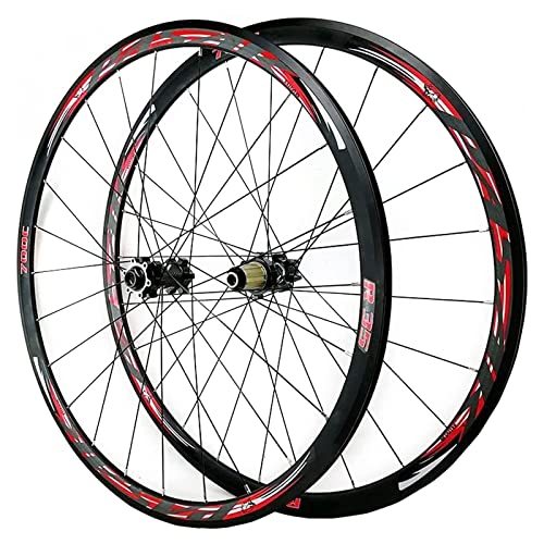 AWJ Juego de Ruedas de Bicicleta de montaña de Carretera 700C, Rueda Trasera Delantera de Doble Pared, Freno de Disco QR de ciclocross, Freno V/C, Rueda de Volante de 7-12 velocidades