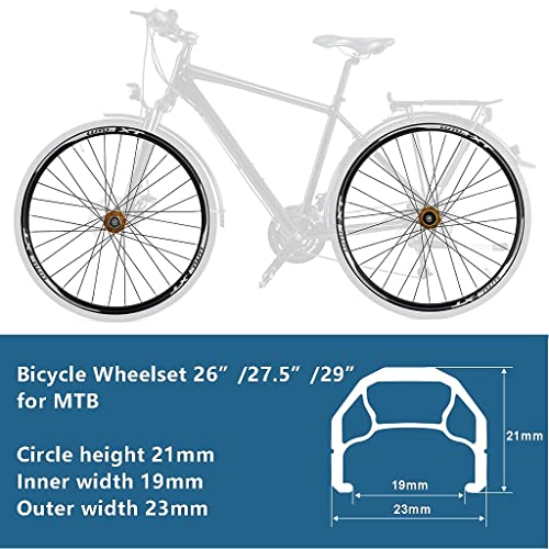 AWJ Ruedas de Bicicleta 26 27,5 29 Pulgadas MTB Juego de Ruedas de Bicicleta de montaña Llantas Buje Cassette de Freno de Disco Liberación rápida para buje de aleación de Aluminio de 7-11 v