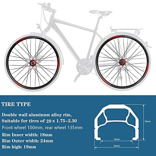 AWJ Ruedas de Bicicleta Bicicleta de montaña de 29 Pulgadas Juego de Ruedas de Bicicleta Aleación de Aluminio Llanta de Ciclismo de Doble Pared Freno de Disco Llantas de Cubo de liberación