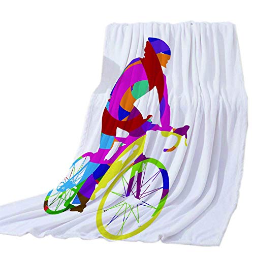 Axcomy Manta de Franela 150x200CM 3D impresión Digital Manta para Cama de 100% Microfibre para el hogar Dormitorio Ropa de Cama Manta para Sofa-(L) Ciclista