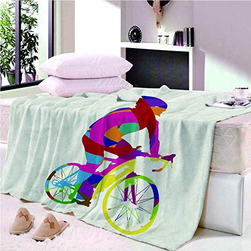 Axcomy Manta de Franela 150x200CM 3D impresión Digital Manta para Cama de 100% Microfibre para el hogar Dormitorio Ropa de Cama Manta para Sofa-(L) Ciclista