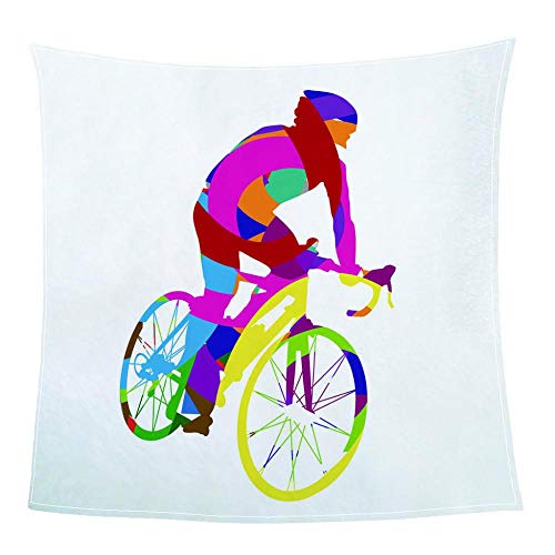 Axcomy Manta de Franela 150x200CM 3D impresión Digital Manta para Cama de 100% Microfibre para el hogar Dormitorio Ropa de Cama Manta para Sofa-(L) Ciclista