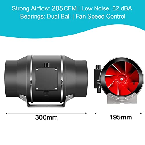 Aygrochy 100mm Ventilador de extracción ajustable, Ventilador Extractor de Aire con controlador de velocidad variable de