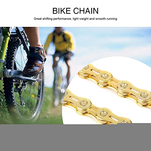 AYNEFY Cadena de bicicleta dorada de 116 eslabones, 11 velocidades, apta para bujes de freno de contrapedal y buje para accesorios de bicicleta de 11 velocidades