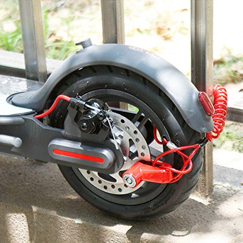 azamp Scooter Eléctrico Cerradura del Freno de Disco Cerradura de Seguridad, Cerradura de Alambre de Acero Antirrobo para Xiaomi Mijia M365 Ruedas de Bicicleta Armario con Cuerda de Recordatorio