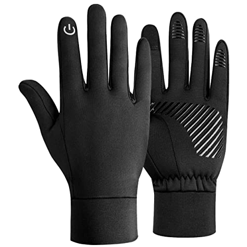 Azarxis Guantes de Ciclismo de Invierno con Pantalla Táctil a Prueba de Viento para Clima Frío Correr Senderismo Hombres Mujeres (Negro, M)