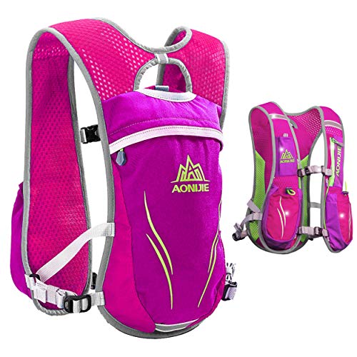 Azarxis - Mochila de Hidratación 5.5L Trail Running Ligera Chaleco Ciclismo con Bidon de Agua para Senderismo Escalada Corriente (Rosa Roja - Sólo un Chaleco)