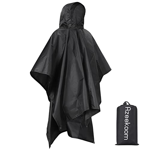 Azeekoom Poncho de Lluvia Impermeable,3 en 1 Multifuncional Chubasquero Transpirable Ultrafino/Toldo Manta/Estera de Camping para Aire Libre Picnic Trekking Camping Senderismo