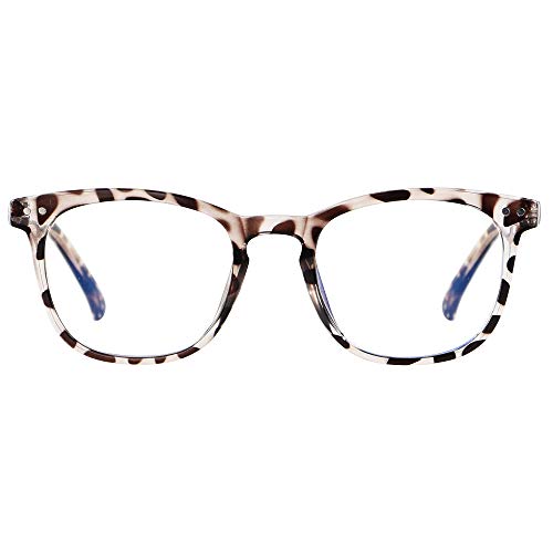 Azul Luz Bloquear Gafas Mujeres Hombres Ordenador Cara Pequeña Claro Bluelight Bloqueador Gafas Marco ANDWOOD AR001, Leopardo cuadrado | Lente de luz azul, Small