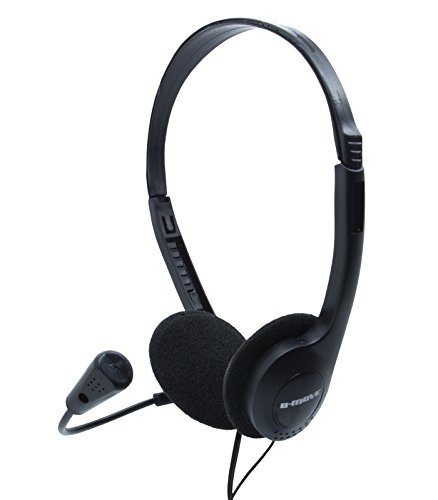 B-Move BM-AUC01 - Auriculares de diadema abiertos con micrófono, color negro