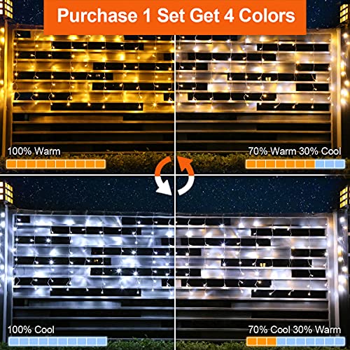 B-right Cortina de Luces, 440 LED Cortina de Luces de Hada Interior luces de navidad Luces frío blanco cálido Cortina de Luz de LED para Decoración de Ventana Patio Balcón Bar Boda Blanco Guirnarldas