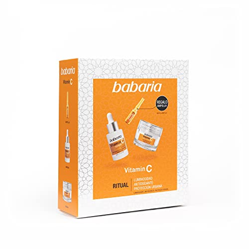 Babaria-Set Regalo Mujer-Pack facial Vitamina C- Compuesto por un Serum Vitamina C 30ml, una Crema Facial Vitamina C 50ml y una Ampolla Flash Facial Vitamina C 2ml