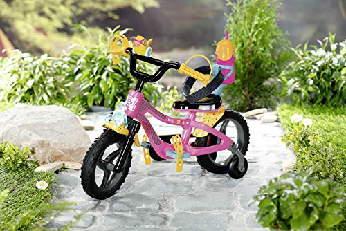 BABY born Bicicleta para Muñecas de 43 cm con Claxon, Luces y Guardabarro, Para Manos Pequeñas, Promueve la Empatía y Las Habilidades Sociales, Edad 3+, Botellín Incluido