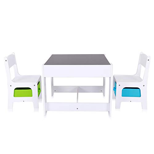 Baby Vivo Set Niños Actividad Mesa con 2 Sillas Infantil Escritorio Juego Cajas Niña y Niño Hecho de Madera - MAX