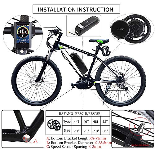 Bafang 48V 750W Mid Drive Kit de conversión Bicicleta eléctrica Kit de Motor Medio E-Bike para Adultos Ciclismo para Bicicletas de Carretera Bicicleta de montaña