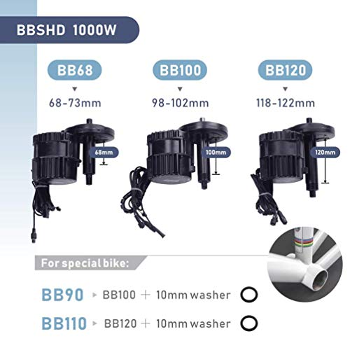 Bafang BBSHD BBS03B 1000W Mid Drive Motor para MTB Road Bike City Bike Kit de conversión de Bicicleta eléctrica con batería de Iones de Litio 48v / 52v (52V21AH, 1000W120MMC1842T)