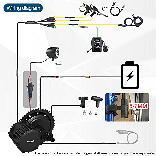 BAFANG BBSHD Motor Central 48V 52V 1000W 68MM 100MM 120MM de Bicicleta Eléctrica Kit de Conversión, Opcional Batería Hailong o Batería Yingwu o Batería de Bastidor Trasero