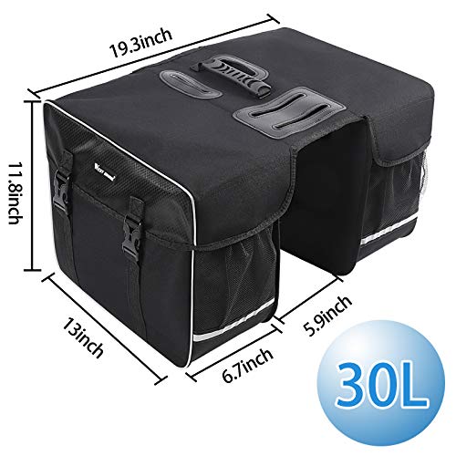 BAIGIO Alforjas para Portaequipajes de Bicicleta, Bolsas Alforjas Traseras Grande para Bicicletas MTB Bicicleta Carretera Bolsa de Ciclismo con Doble Bolsa Lateral para Asiento Trasero (Negro)