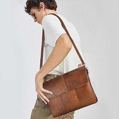 BAIGIO Bandolera Hombre Piel Vintage, Bolso de Hombro Cuero Bolso de Mensajero Crossbody Bag para Trabajos Negocios