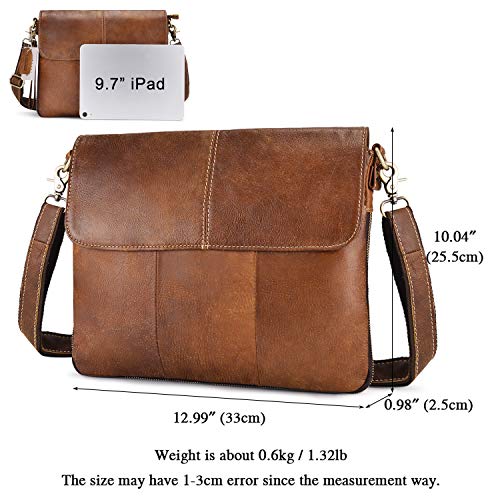 BAIGIO Bandolera Hombre Piel Vintage, Bolso de Hombro Cuero Bolso de Mensajero Crossbody Bag para Trabajos Negocios