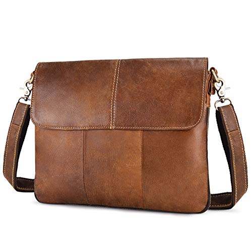 BAIGIO Bandolera Hombre Piel Vintage, Bolso de Hombro Cuero Bolso de Mensajero Crossbody Bag para Trabajos Negocios