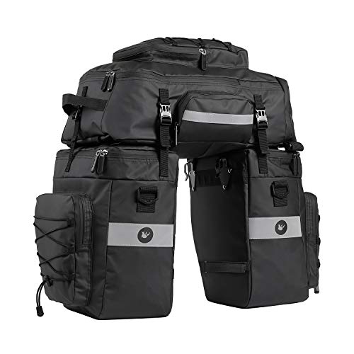 BAIGIO Bolsa de Bicicleta 3 en 1 de 75 l Impermeable para Bicicleta, Bolsa de Bicicleta Trasera para Ciclismo, Viajes con Cubierta para la Lluvia