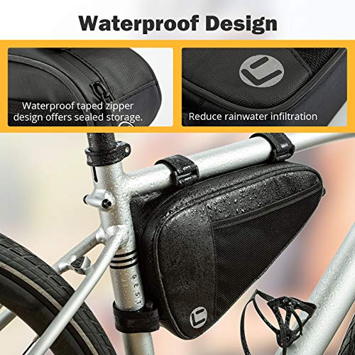 BAIGIO Bolso de Bicicleta Triangle Bolsa Frontal de Tubo para Bicicleta Impermeable Alforjas Delantera Triangulo Bolsa del Tubo Frontal Titular Triángulo Ciclismo Bicicleta (Negro)