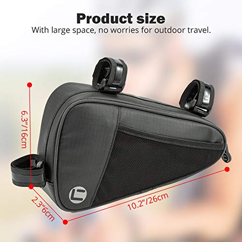 BAIGIO Bolso de Bicicleta Triangle Bolsa Frontal de Tubo para Bicicleta Impermeable Alforjas Delantera Triangulo Bolsa del Tubo Frontal Titular Triángulo Ciclismo Bicicleta (Negro)