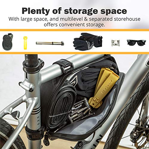 BAIGIO Bolso de Bicicleta Triangle Bolsa Frontal de Tubo para Bicicleta Impermeable Alforjas Delantera Triangulo Bolsa del Tubo Frontal Titular Triángulo Ciclismo Bicicleta (Negro)