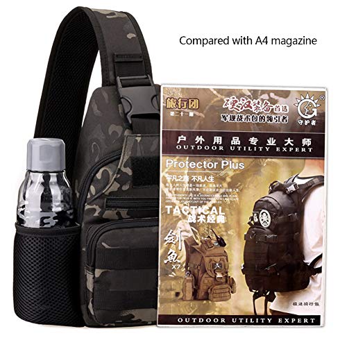 BAIGIO Mochila Cruzada para Hombro Bandolera Mochila de Pecho Estilo Militar Sling Mochila Frontal con USB Recargable Bolso Messenger para Usar al Aire Libre Camping Ciclismo (Negro)