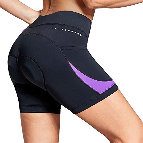 BALEAF Pantalones cortos de bicicleta para mujer de 5 pulgadas 4D acolchados bolsillos Ciclismo Bicicletas ropa interior Spin Gel acolchado UPF50+